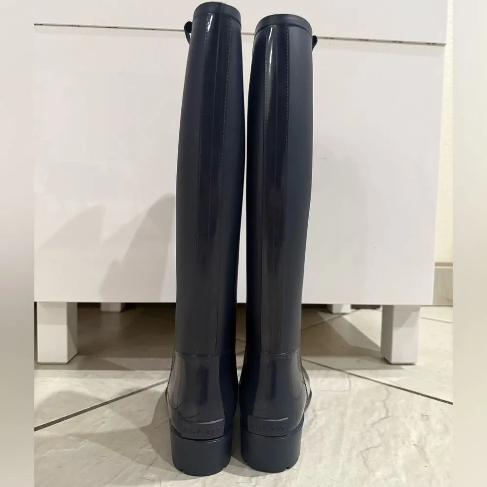 NWT Tommy Hilfiger Karissa Tall Rain Boots Navy Blue Womens Size 6